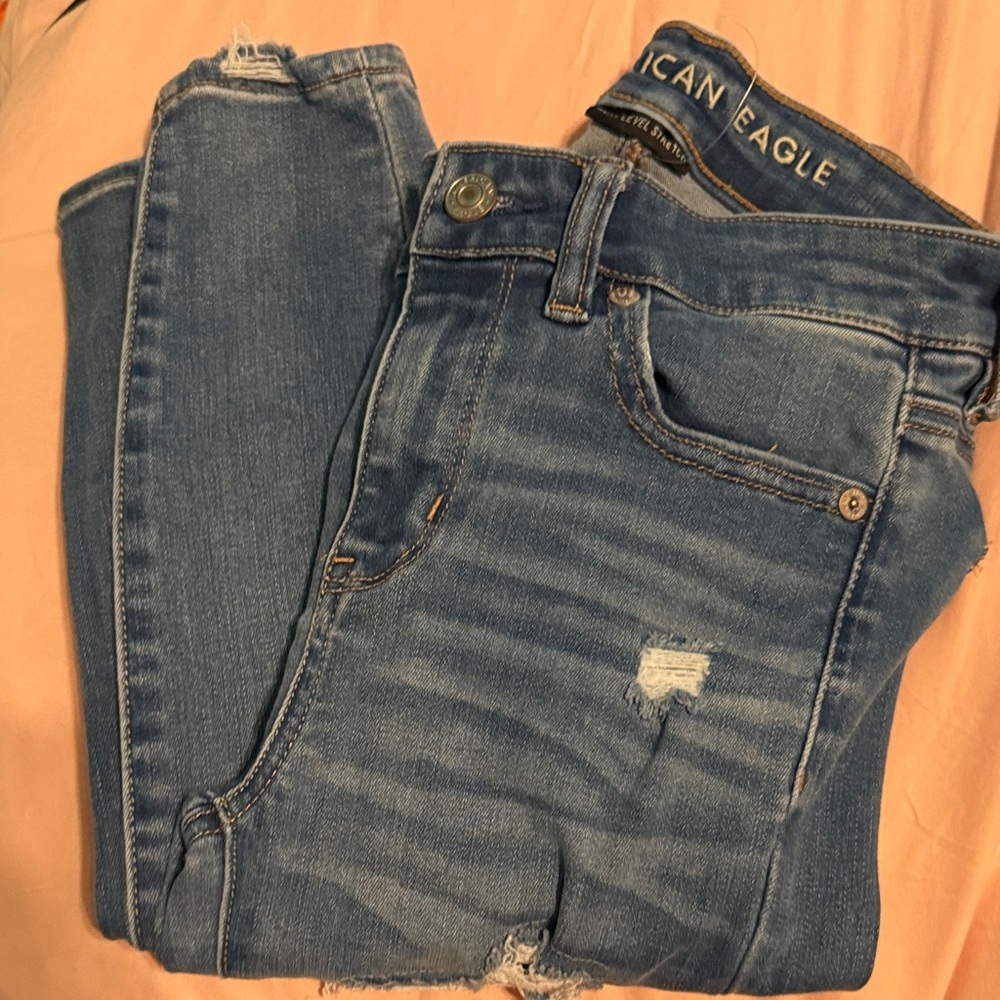 American Eagle Outfitters Women's Distressed Blue Skinny Jeans